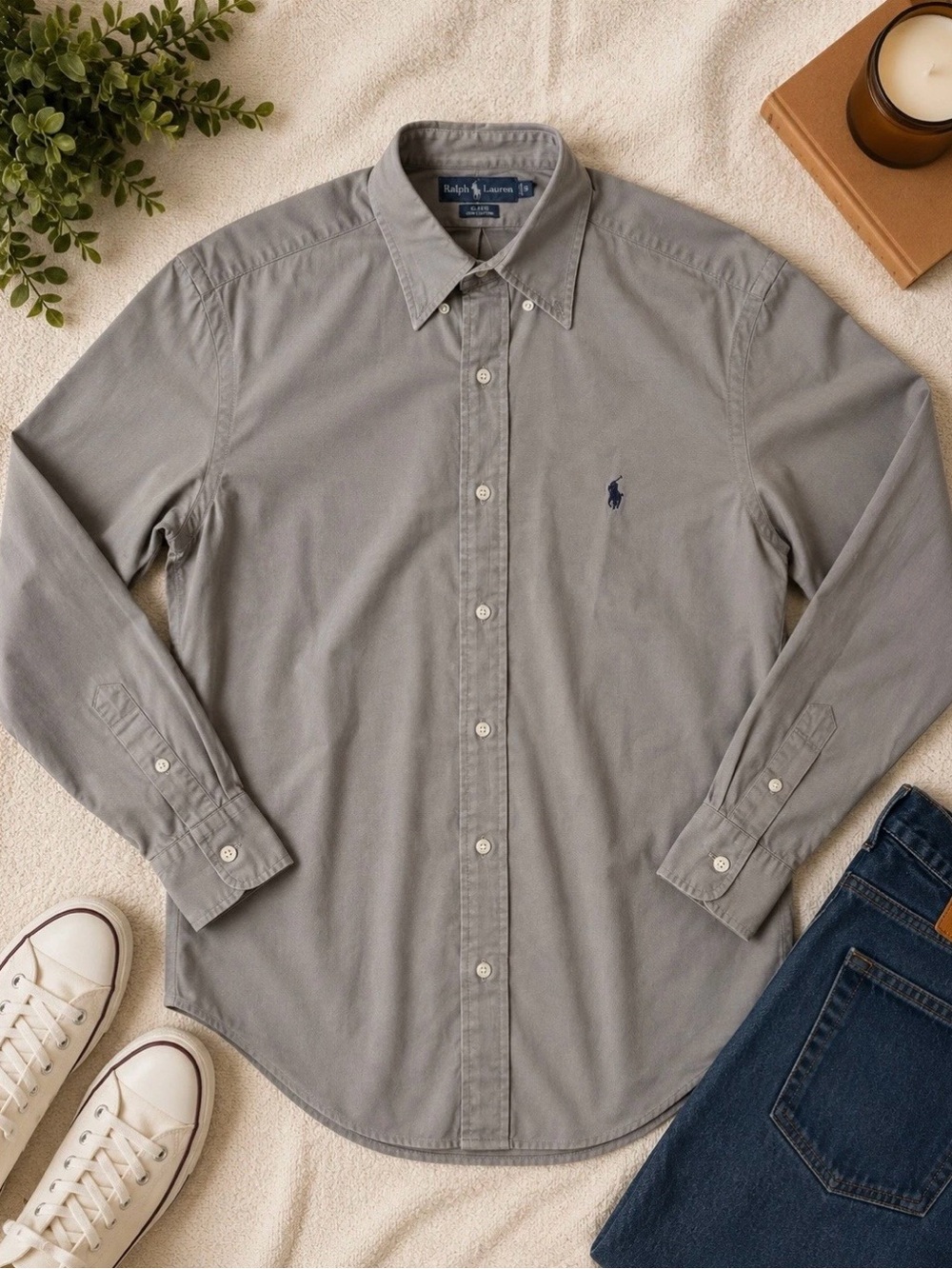 Ralph Lauren Men’s Grey Long-Sleeve Button-Down Shirt